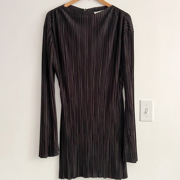 Tojhà Chante Tunic Pleated Black Mini Dress Long Sleeve - Picture 4 of 16
